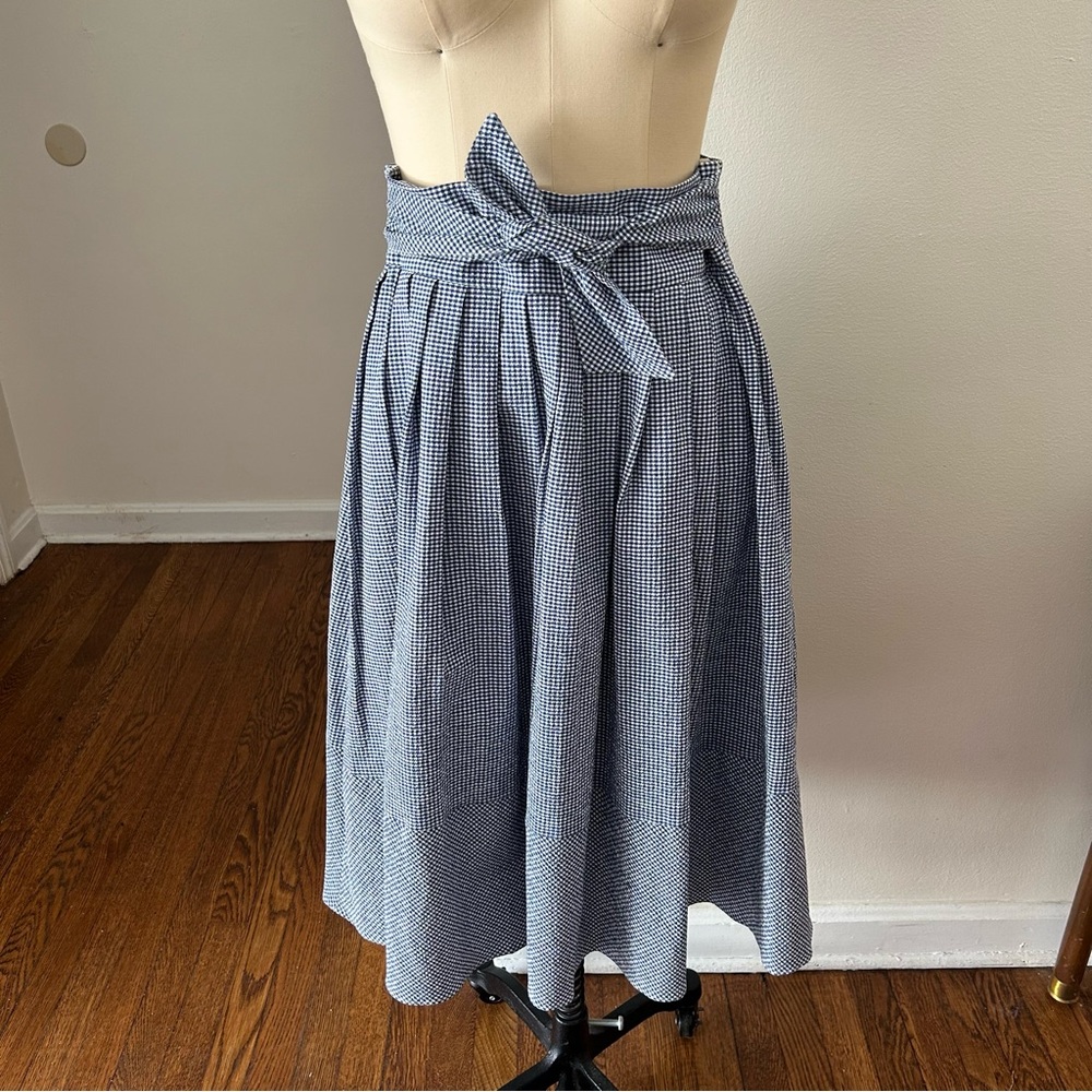 Retro Style Brooks Brothers Cotton Blue & White Gingham Skirt